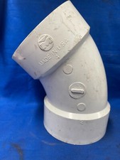 PVC 45 DEGREE ELBOW FITTING 4" HUB X 4" HUB PVC-I WHITE COLOR MADE IN USA