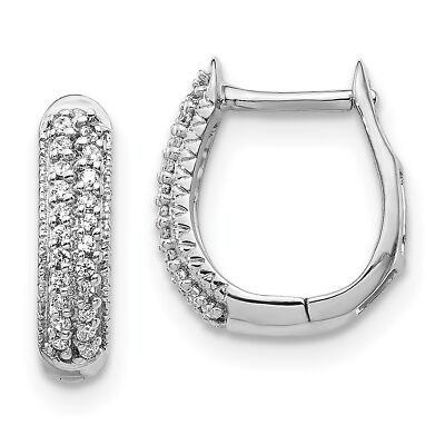10 Karat Weißgold polierte Diamant Klapp Creolen
