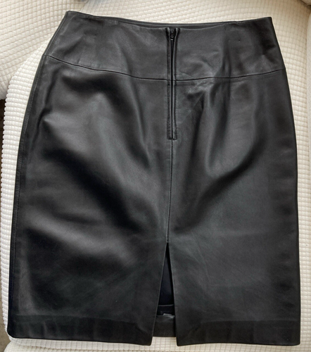 Valerie Stevens Skirt Womens 4 Black Lamb Leather Mini Slit Biker Punk Career - Picture 3 of 12