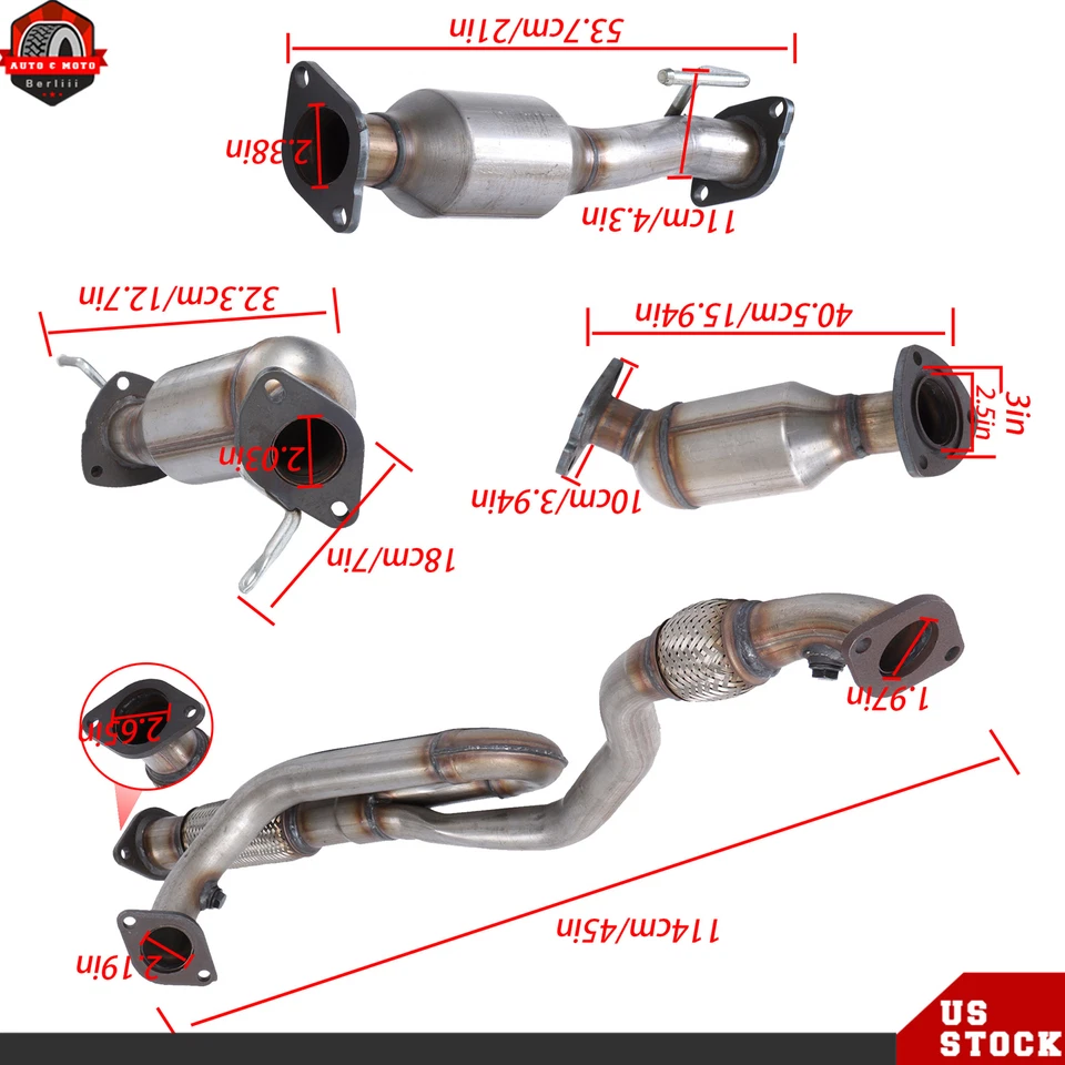 All 3 Catalytic Converters & Flex Pipe For Chevy Traverse GMC Acadia 3.6L 09-17 Foto 4 de 4