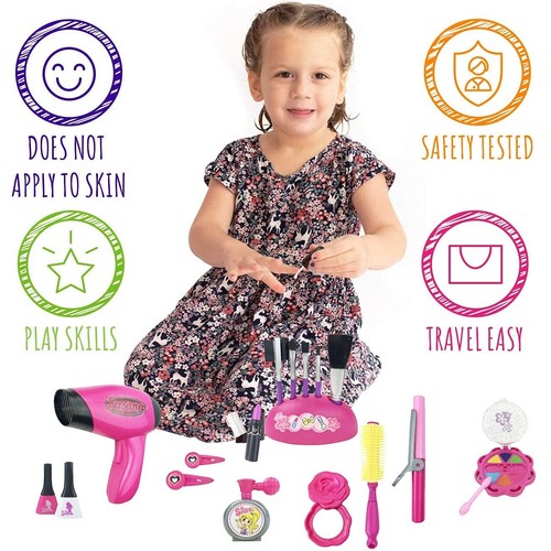 Beauty Hair Styling Salon Toy Kit for Kids Girls Pretend Makeup Play Set - Picture 4 of 7