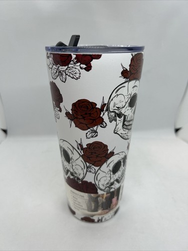 Hydrapeak Rose Skulls Halloween Day Of The Dead 25 oz Grande Tumbler w/Straw NEW - Picture 5 of 9