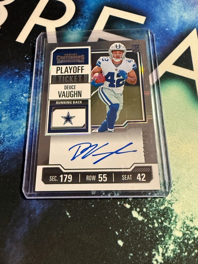 2023 Panini Contenders Football Deuce Vaughn Playoff Ticket RC Auto /149