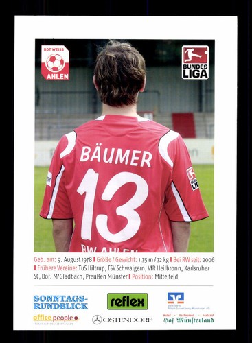 Jens Bäumler Autogrammkarte Rot Weiss Ahlen 2008-09 Original Sign+A 170335 - Bild 2 von 2
