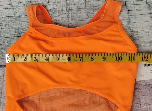 BP designs NWT Orange Leotard - Crescent Leo - Open Back BodySuit Dancewear YLG - Picture 13 of 17
