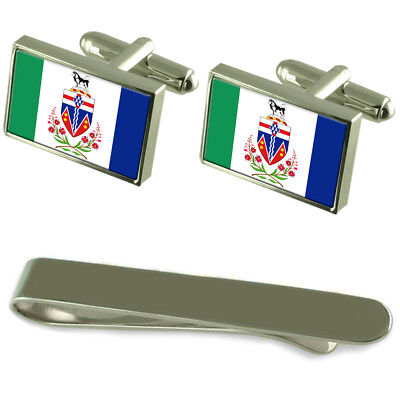 Yukon Sterling Silver Flag Cufflinks in Engraved Personalised Box 