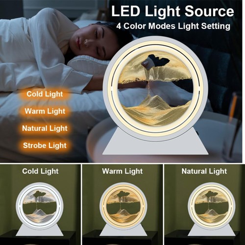 HONPHIER Moving Sand Art Pictures LED Sand Art Lamp 360° Rotating 3D(PACK OPENED - Picture 5 of 10