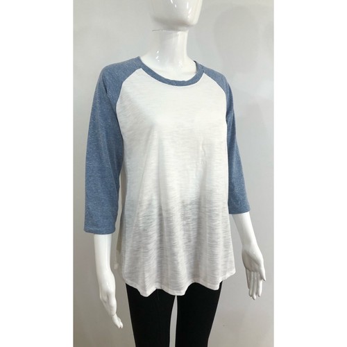 Mono B womens Size S t shirt Raglan top baseball Shirt top 3/4 Sleeve blue white - Bild 9 von 12