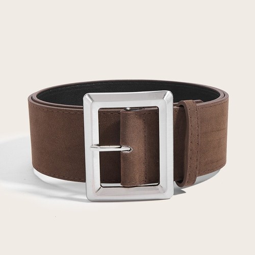 Trendy Suede Leather Wide Belt Luxury Design Business Waist Strap Gifts - Picture 18 of 19