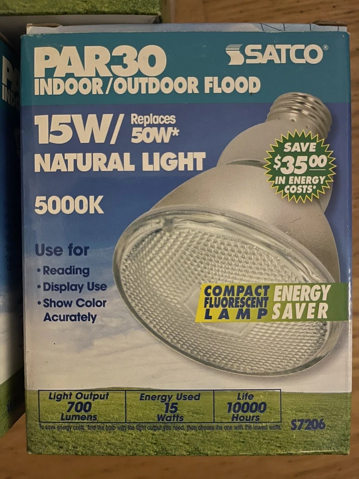 15 Watt PAR30 Indoor/Outdoor Flood 120V Replaces 50W- SATCO-S7206 - 3 Pack - Image 2 of 3