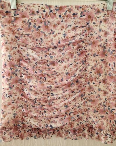 Free People Floral Cinched Mini Skirt Pink Size Medium - Picture 3 of 9