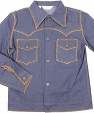 New VTG 70s TOWNCRAFT Raw Denim JEAN JACKET Youth Large Dark Indigo Deadstock !