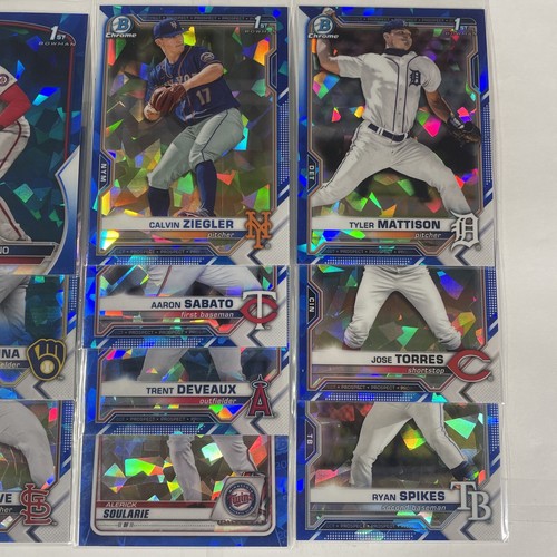 10x Pack Fresh Bowman Chrome 1st Blue Sapphire Refractor RC Lot Solano Mattison+ - Picture 3 of 6
