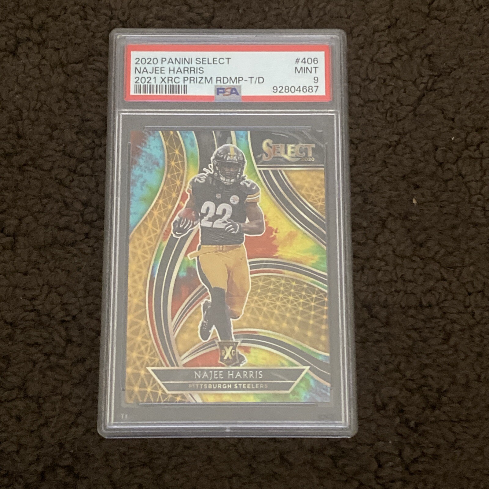 2020 Select Najee Harris XRC Tie Dye Prizm 8/25 Rookie Redemption SSP Case Hit