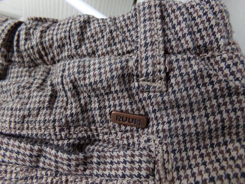 Pantaloni eleganti a quadri FLAW ragazzo RUUM marrone PIED DE POULE quadri terrosi taglia 4 anni 4T $40 - Foto 10 di 11