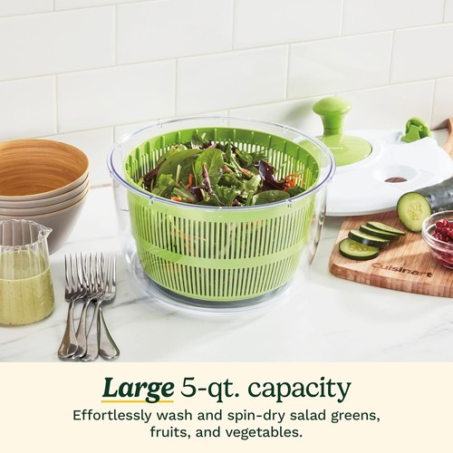 Large 5-Qt Salad Spinner Vegetable & Fruit Washing Bowl with Strainer - Picture 4 of 5