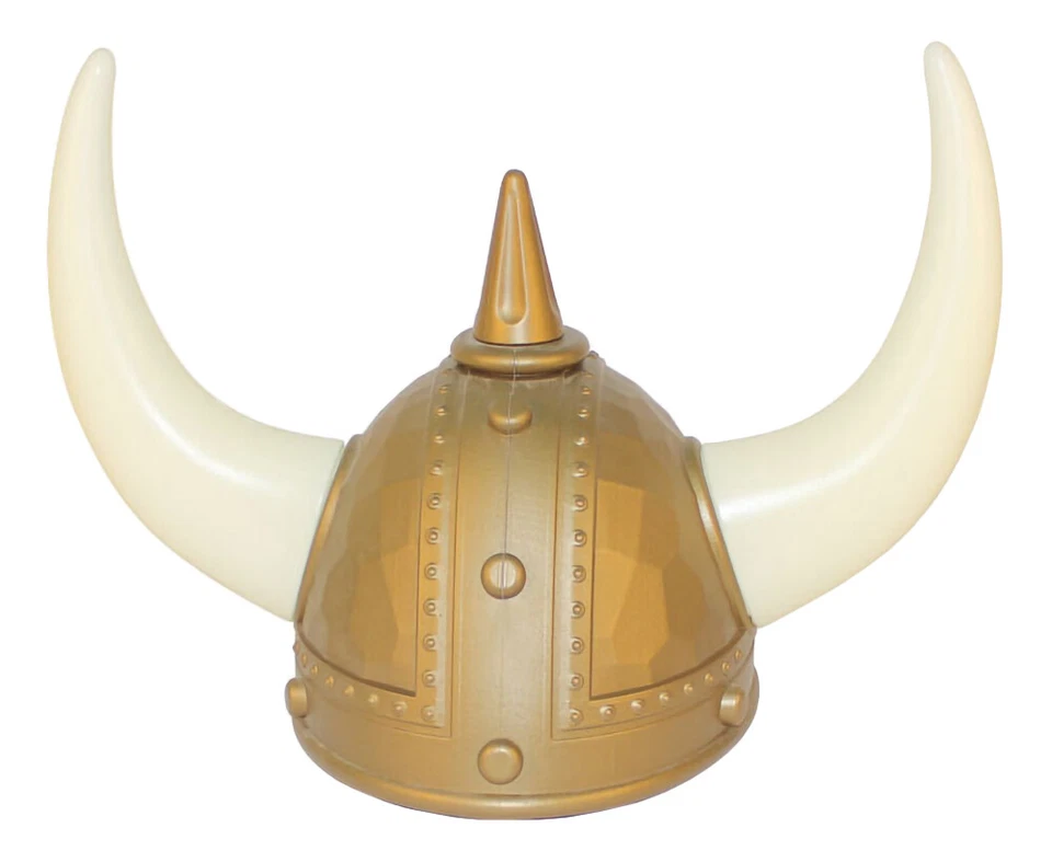 Casco vikingo medieval dorado para adultos con cuernos bárbaro disfraz de Halloween utilería Foto 2 de 4