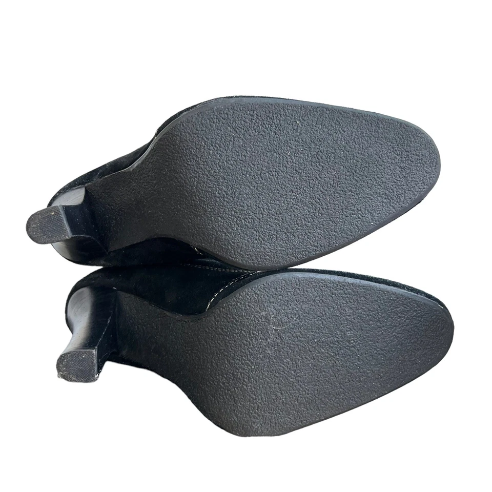 Lo último en Hollywood Negro Gamuza Correa Metálica Tacón Holgado Botas talla 8 Foto 4 de 4