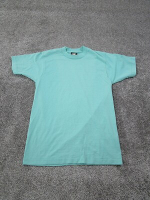 Vintage Screen Stars Blank Shirt Mens Medium Cotton Poly Light Green 80S