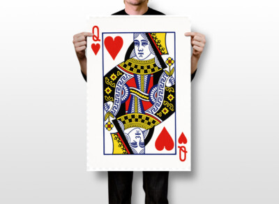 Playing Cards Queen Q Vintage Design Art Wall Indoor Room Outdoor