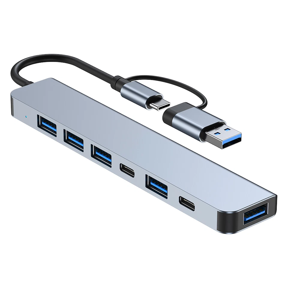 7 in 1 Multiport USB-C Hub Type C To USB 3.0 2.0 Multi-hub Dock Splitter Adapter - Image 2 of 4