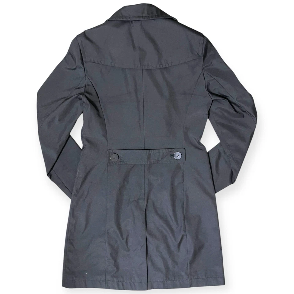 Kenneth Cole Reaction Black Button Up Trench Coat Women’s Size XS - Image 2 of 4