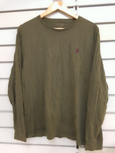 HERREN LARGE CUSTOM SLIM FIT POLO RALPH LAUREN LANGARM T-SHIRT OLIVGRÜN