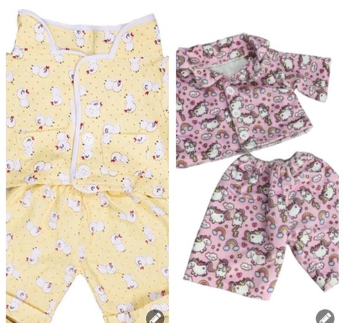 Build-A-Bear Teddy Mountain Lot Duck Pj's & Slippers, Unicorn Rainbow 3 Outfits - Picture 14 of 14