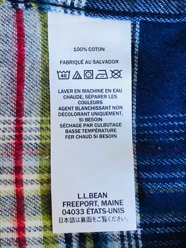 NWT Authentic L.L. BEAN Kid's Plaid Flannel Button Down Shirt in Navy Sz L 14-16 - Picture 9 of 11