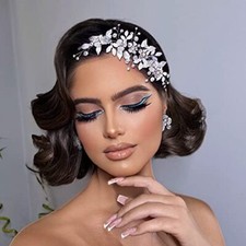 Rhinestone Bridal Headpiece with Combs for Wedding Silver comb and earrings