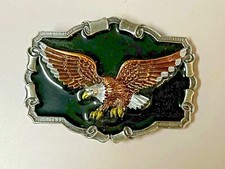 Vintage 83 The Great American Buckle Co Eagle Buckle, pewter/enamel, unused