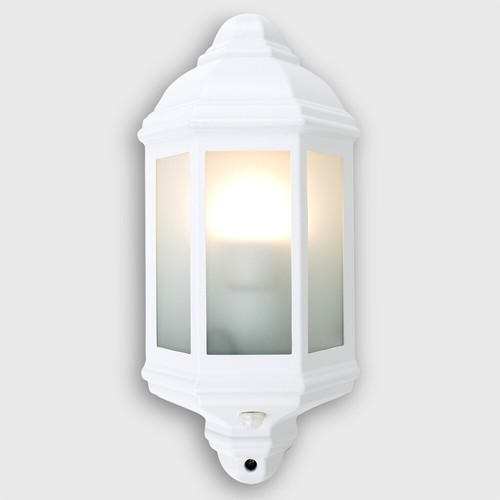 Outdoor Wall Mounted Lantern PIR Motion Sensor Frosted Glass Garden Porch Light - Picture 5 of 10