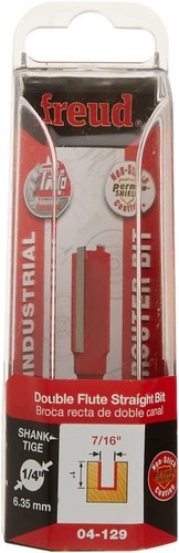 Freud 7/16" (Dia.) Double Flute Straight Bit with 1/4" Shank (04-129) , Red - Picture 2 of 4