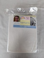 Carter's Knit Fitted Crib Sheet White Made in USA fits Crib and Toddler Bed NEW