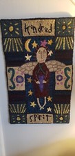RARE HAND HOOKED WOOL RUG SIGNED MARLENE HEARD "KINDRED SPIRIT" HOOKED RUG EXC!