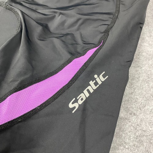 Santic AoDia Padded Cycling Shorts, Women's US L (Black w/ Purple Stripes) - Picture 2 of 9