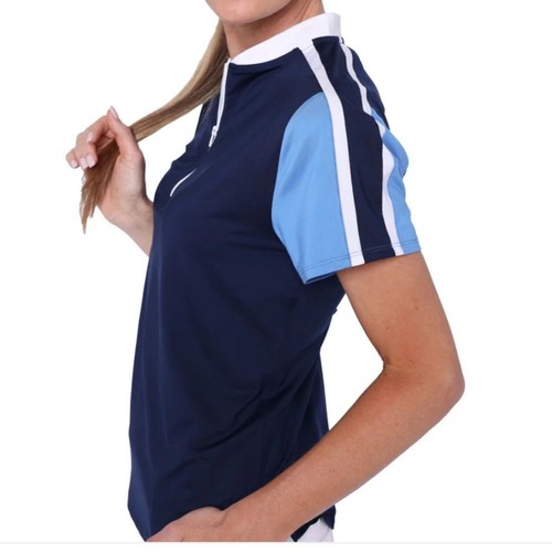 Neu mit Etikett Belyn Key Venus kurzärmliges Golf-Polo marineblau Größe Small