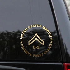 E-2 Private First Class Rank Marines Vinyl Decal Sticker