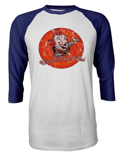 IT Pennywise Shirt Clown Tiny King Men's Quarter Sleeve Raglan T-Shirt - Picture 4 of 5
