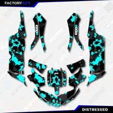 Black & Cyan Distressed Camo Graphics kit fits Yamaha YXZ 1000R 2015-2018