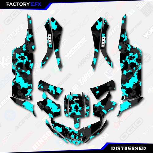 Black & Cyan Distressed Camo Graphics kit fits Yamaha YXZ 1000R 2015-2018 - Picture 1 of 2