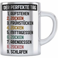 Trendation - Zocker Gamer Edelstahl Tasse mit Spruch Geschenk Junge Jungs Gaming