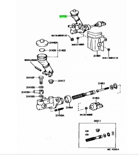 TOYOTA Genuine OEM LandCruiser 70 HZJ78 Clutch Master Cylinder ☆ 31410-60432 ☆ - Picture 4 of 4