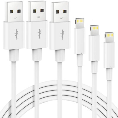 3 Pack 2m Long Data Sync Charger USB Cable Cord for Apple iPhone iPad iPod Bulk