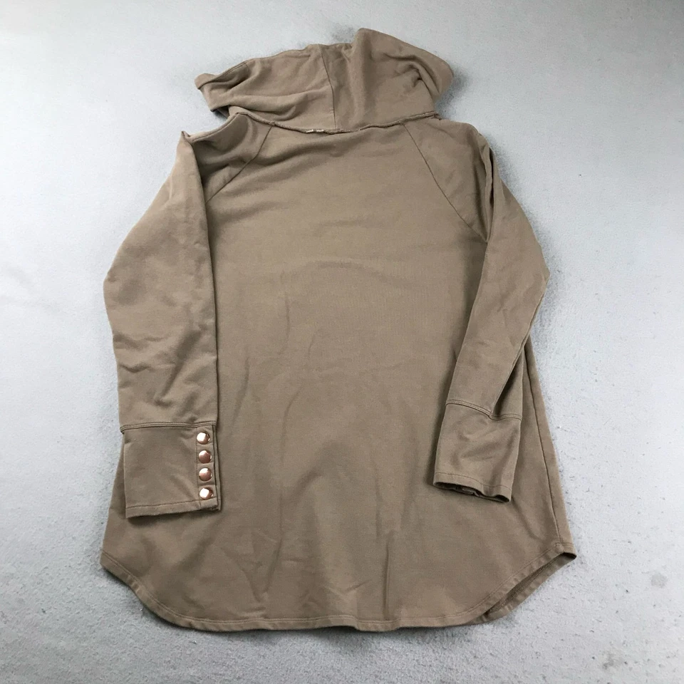 Suéter túnica suéter cuello capucha marrón mediano Soft Surroundings para mujer Foto 2 de 4