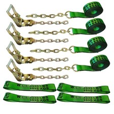 8 Point Tie Down Kit for Roll Back Chain Ends for Car Carrier Tow Truck Green14'
