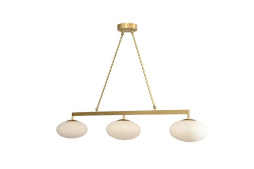 Mid-Century Modern 3-Light Sputnik Chandelier – Brass Globe Light Fixture - Picture 3 of 6