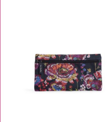 Vera Bradley Nwt  Pencil Pouch In Lighten Up  Midnight Wildflowers