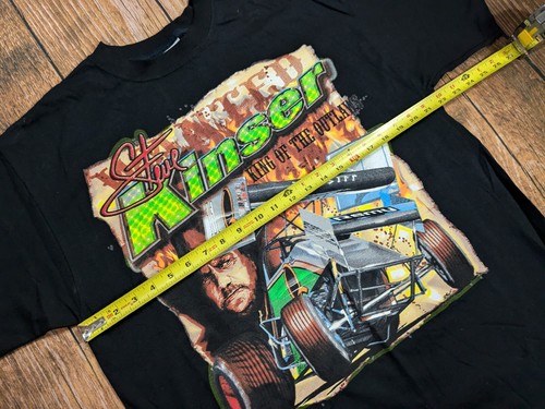 VINTAGE Steve Kinser Sprint Car Racing Shirt Mens L King Of The Outlaws Signed! - Picture 10 of 11
