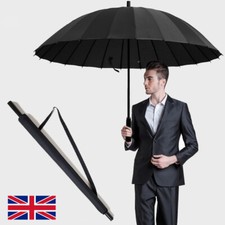 24 Ribs Umbrella Classic Large Umbrellas Strong Windproof Stormproof Black V